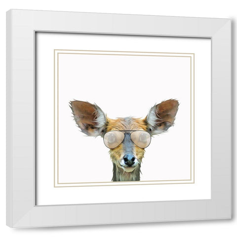 Daring DeerÂ  White Modern Wood Framed Art Print with Double Matting by Curinga, Kim