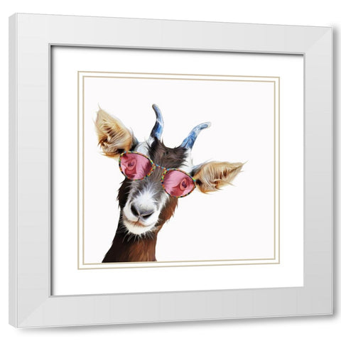 Goofy GoatÂ  White Modern Wood Framed Art Print with Double Matting by Curinga, Kim