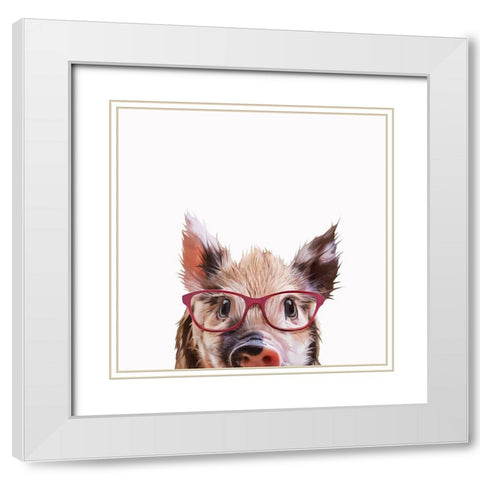 Peekaboo Pig  White Modern Wood Framed Art Print with Double Matting by Curinga, Kim
