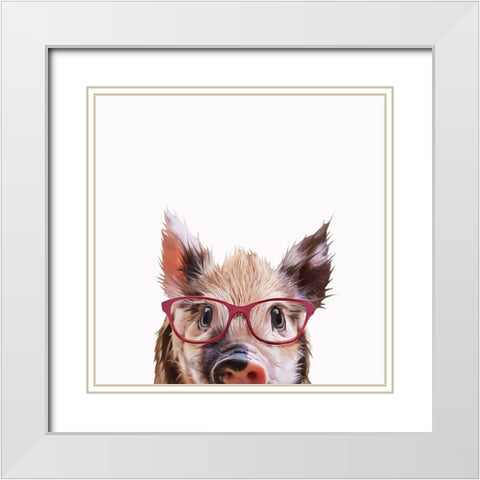 Peekaboo Pig  White Modern Wood Framed Art Print with Double Matting by Curinga, Kim