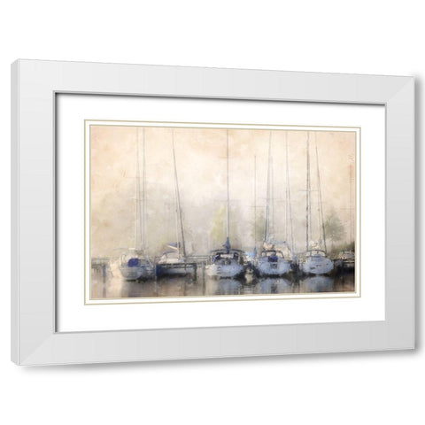 Sailboats In Fog  White Modern Wood Framed Art Print with Double Matting by Curinga, Kim