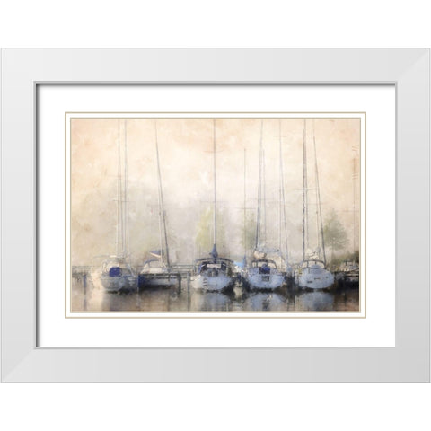 Sailboats In Fog  White Modern Wood Framed Art Print with Double Matting by Curinga, Kim