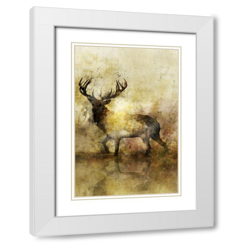 Calm Deer II White Modern Wood Framed Art Print with Double Matting by Roko, Ken