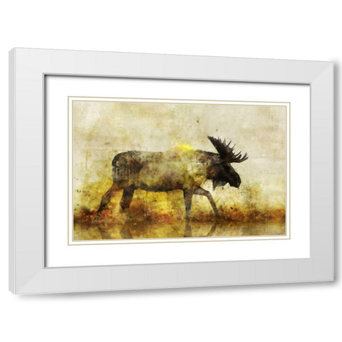 Happy Moose I White Modern Wood Framed Art Print with Double Matting by Roko, Ken