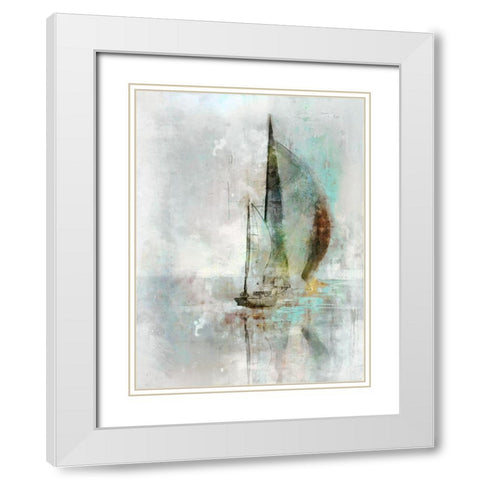 Sailboat II White Modern Wood Framed Art Print with Double Matting by Roko, Ken