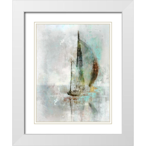 Sailboat II White Modern Wood Framed Art Print with Double Matting by Roko, Ken