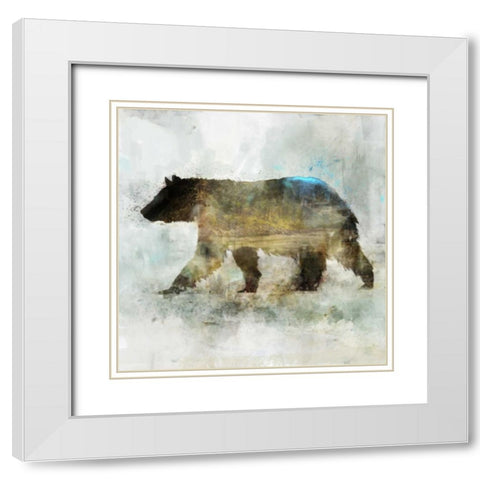 Journey Bear II White Modern Wood Framed Art Print with Double Matting by Roko, Ken