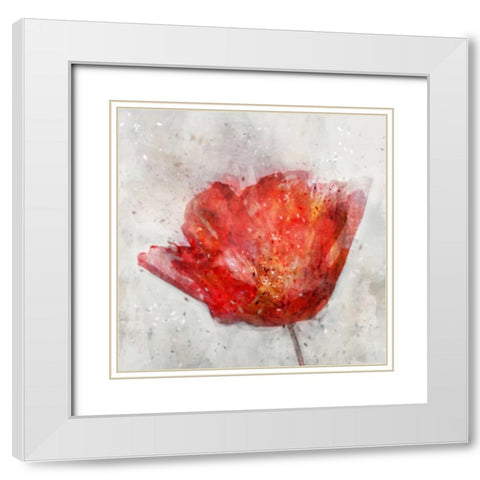 Inkly Floral II White Modern Wood Framed Art Print with Double Matting by Roko, Ken