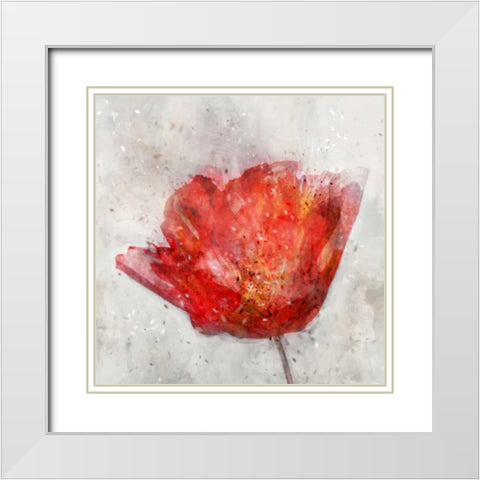 Inkly Floral II White Modern Wood Framed Art Print with Double Matting by Roko, Ken