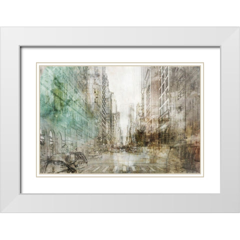 NYC Streets I White Modern Wood Framed Art Print with Double Matting by Roko, Ken