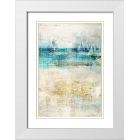 Ocean Blue II White Modern Wood Framed Art Print with Double Matting by Roko, Ken