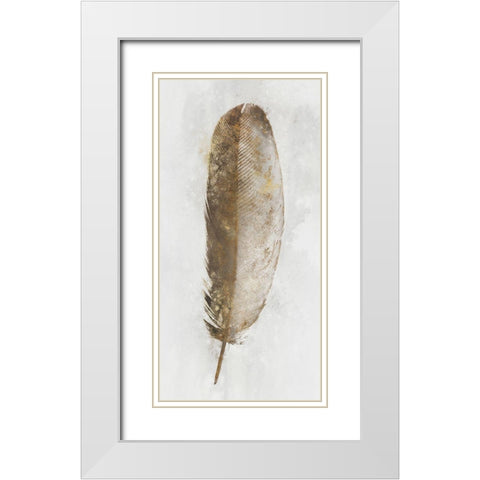 Golden Feather I White Modern Wood Framed Art Print with Double Matting by Roko, Ken