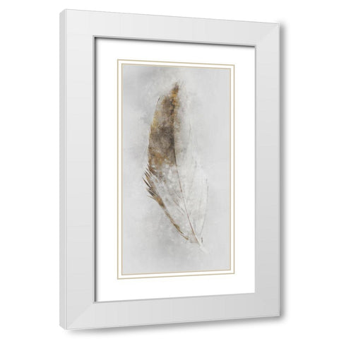 Golden Feather II White Modern Wood Framed Art Print with Double Matting by Roko, Ken