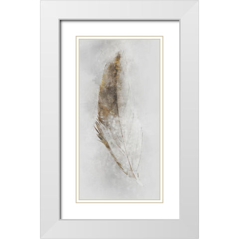 Golden Feather II White Modern Wood Framed Art Print with Double Matting by Roko, Ken