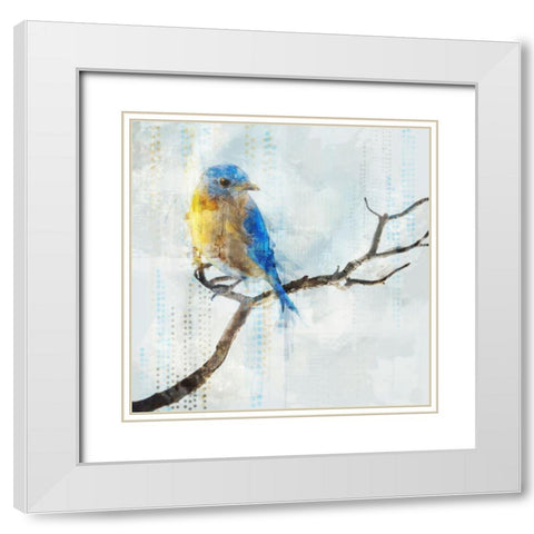 Little Blue Bird I  White Modern Wood Framed Art Print with Double Matting by Roko, Ken