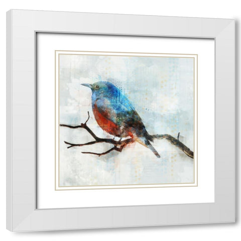 Little Blue Bird II  White Modern Wood Framed Art Print with Double Matting by Roko, Ken