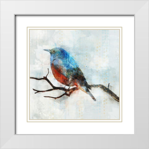Little Blue Bird II  White Modern Wood Framed Art Print with Double Matting by Roko, Ken
