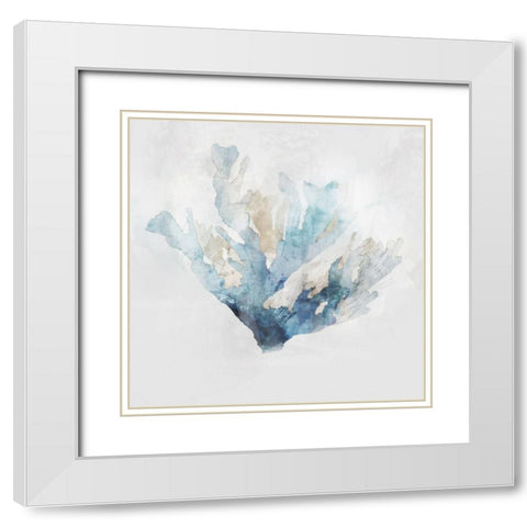 Blue Coral Reef I White Modern Wood Framed Art Print with Double Matting by Roko, Ken