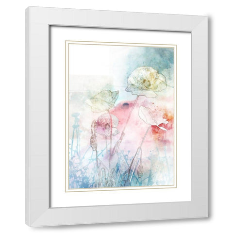 Dancing Poppies White Modern Wood Framed Art Print with Double Matting by Roko, Ken