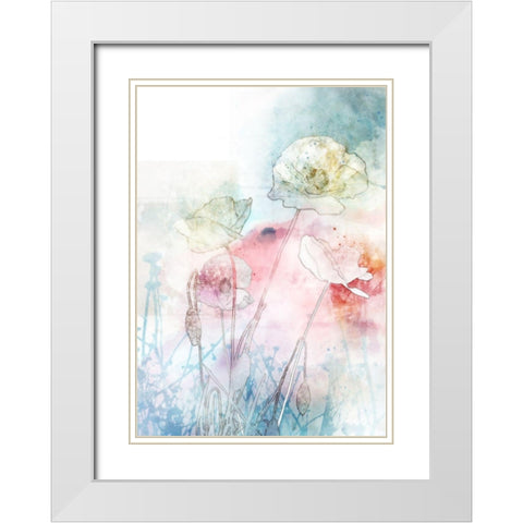 Dancing Poppies White Modern Wood Framed Art Print with Double Matting by Roko, Ken