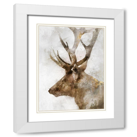 Stoic Elk White Modern Wood Framed Art Print with Double Matting by Roko, Ken
