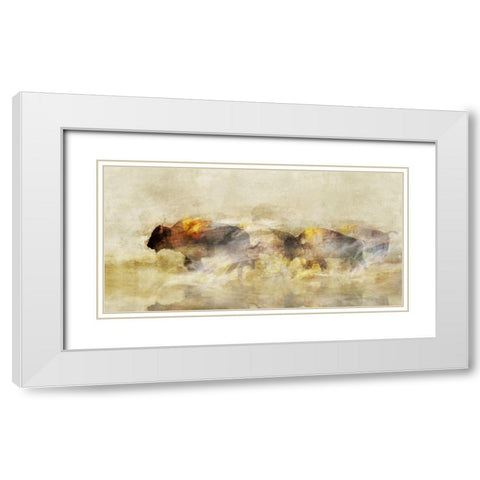 One With The Herd II White Modern Wood Framed Art Print with Double Matting by Ken Roko