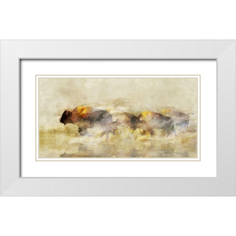 One With The Herd II White Modern Wood Framed Art Print with Double Matting by Ken Roko