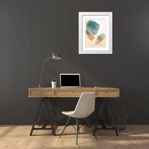 Blue Ink Rose I White Modern Wood Framed Art Print with Double Matting by Roko, Ken