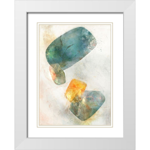 Blue Ink Rose II White Modern Wood Framed Art Print with Double Matting by Roko, Ken