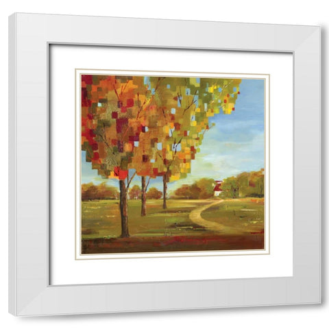 Mosaic Landscape I White Modern Wood Framed Art Print with Double Matting by Lera