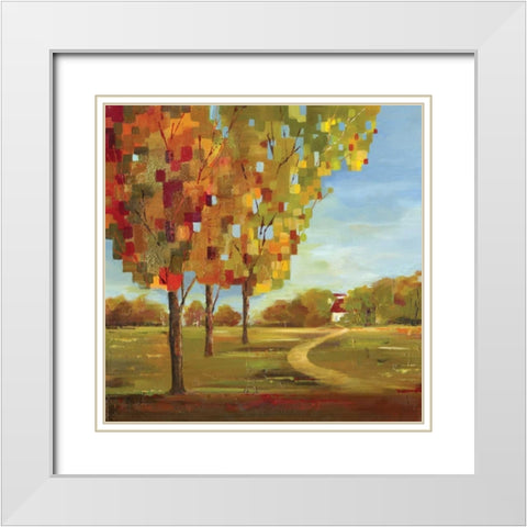 Mosaic Landscape I White Modern Wood Framed Art Print with Double Matting by Lera