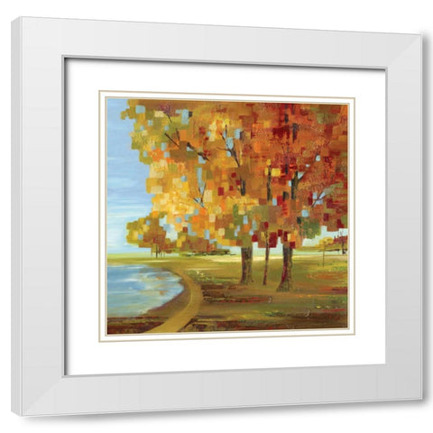 Mosaic Landscape II White Modern Wood Framed Art Print with Double Matting by Lera