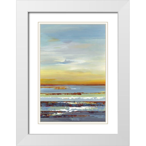 Amber Horizon White Modern Wood Framed Art Print with Double Matting by Lera