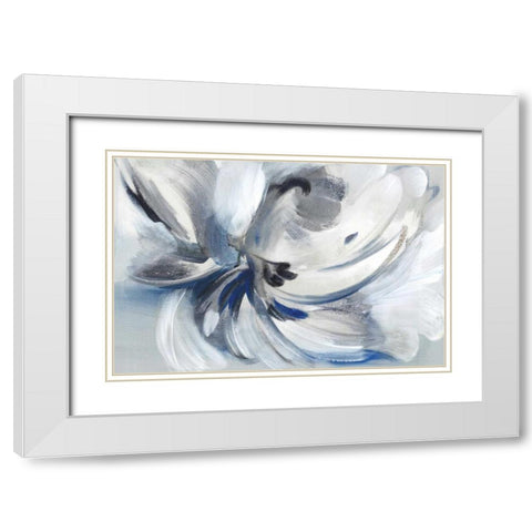 Blue Flower I White Modern Wood Framed Art Print with Double Matting by Mravyan, Valeria