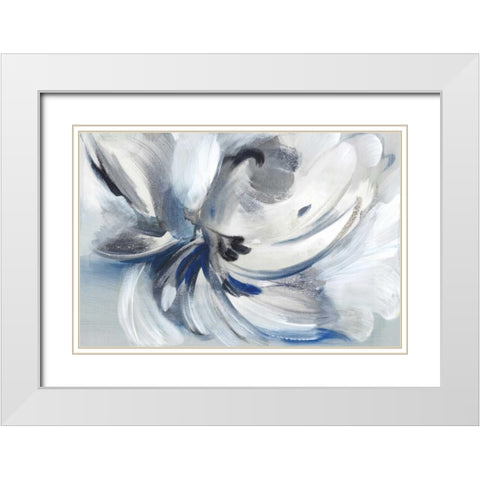 Blue Flower I White Modern Wood Framed Art Print with Double Matting by Mravyan, Valeria