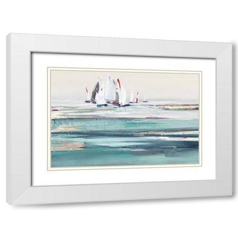 Still Sailing White Modern Wood Framed Art Print with Double Matting by Lera