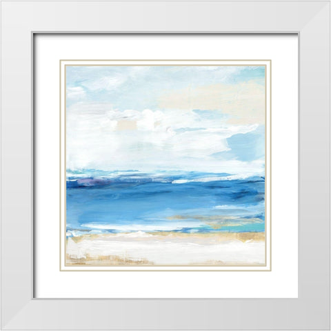 Shoreline Waves White Modern Wood Framed Art Print with Double Matting by Lera
