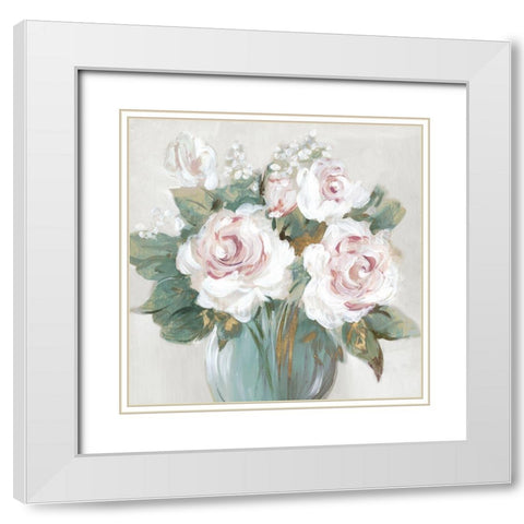 Golden Bouqet White Modern Wood Framed Art Print with Double Matting by Lera