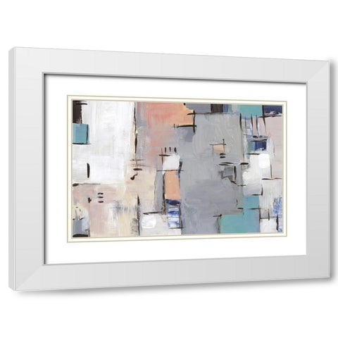 Intertwining Grid II White Modern Wood Framed Art Print with Double Matting by Lera