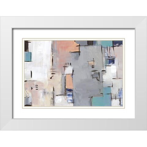 Intertwining Grid II White Modern Wood Framed Art Print with Double Matting by Lera