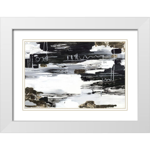 Balancing Blue White Modern Wood Framed Art Print with Double Matting by Lera