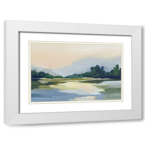 Forest Sunset View White Modern Wood Framed Art Print with Double Matting by Lera