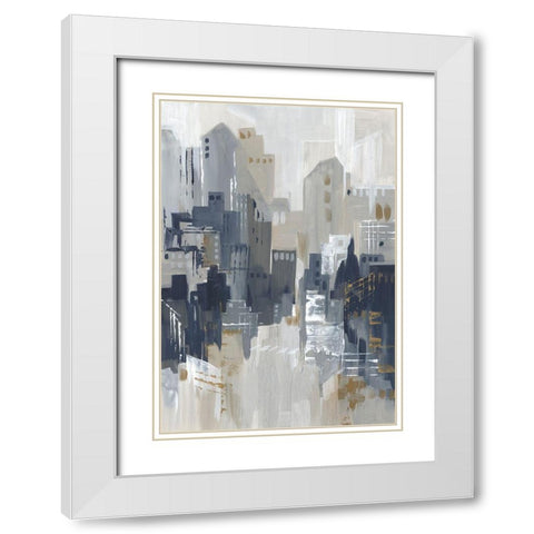 Indigo City I  White Modern Wood Framed Art Print with Double Matting by Lera