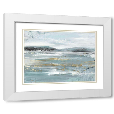 Gentle Blue  White Modern Wood Framed Art Print with Double Matting by Lera