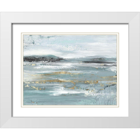 Gentle Blue  White Modern Wood Framed Art Print with Double Matting by Lera