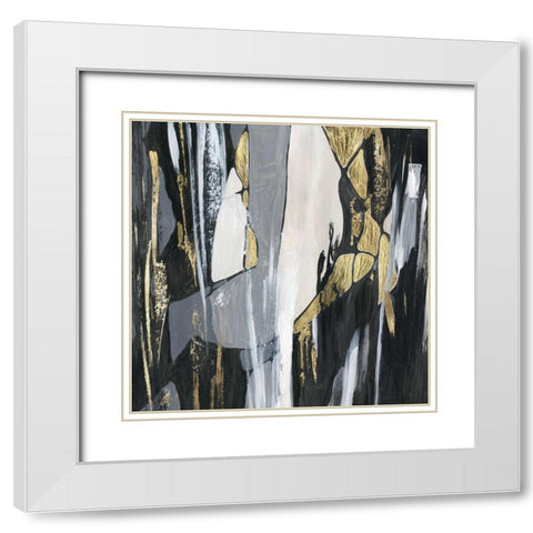 Golden Patches I  White Modern Wood Framed Art Print with Double Matting by Lera