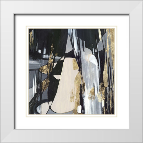 Golden Patches II White Modern Wood Framed Art Print with Double Matting by Lera
