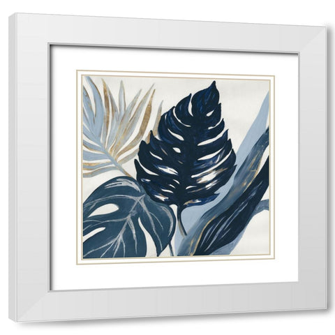 Blue Palms  White Modern Wood Framed Art Print with Double Matting by Lera