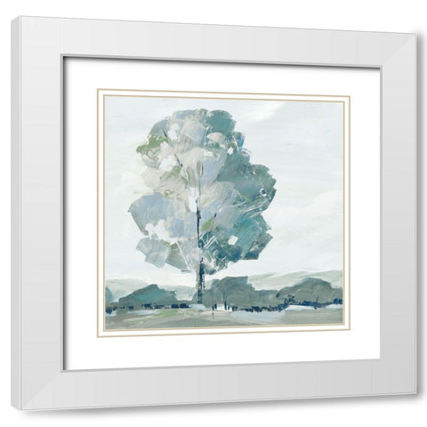 Blue Tree Forest I  White Modern Wood Framed Art Print with Double Matting by Lera