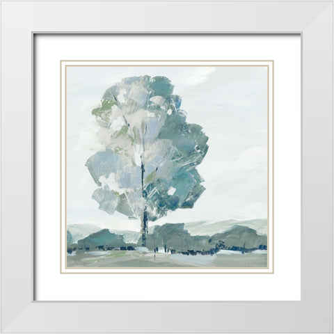 Blue Tree Forest I  White Modern Wood Framed Art Print with Double Matting by Lera